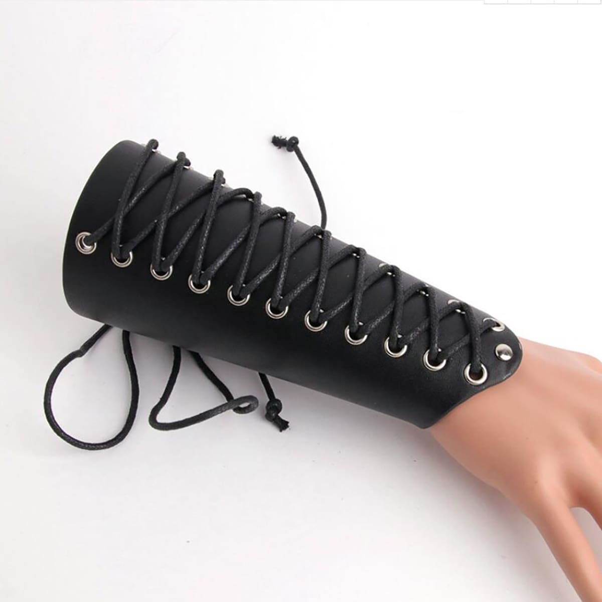 

Guys Lace Up PU Leather Bracer, Black