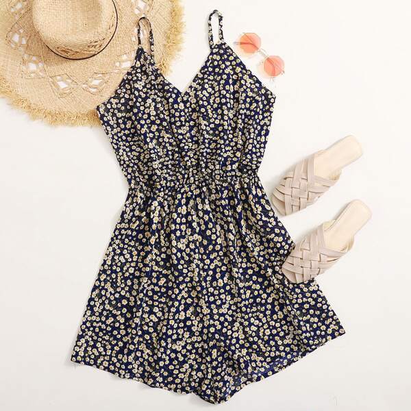 

Plus Ditsy Floral Cami Romper, Multicolor