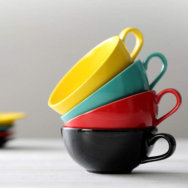 

1шт керамическая чашка и 1шт блюдце, Многоцветный