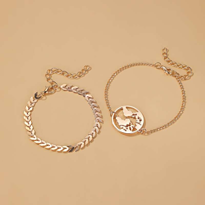 

2pcs Hollow Out Anklet, Gold
