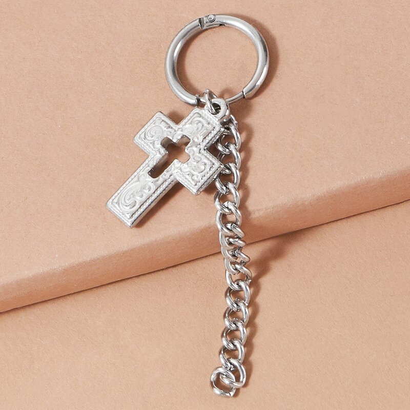 

1pc Cross Shaped Drop Earring, Silver