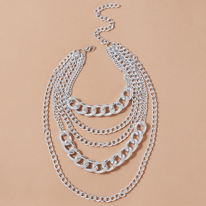 

Chain Layered Necklace, Silver