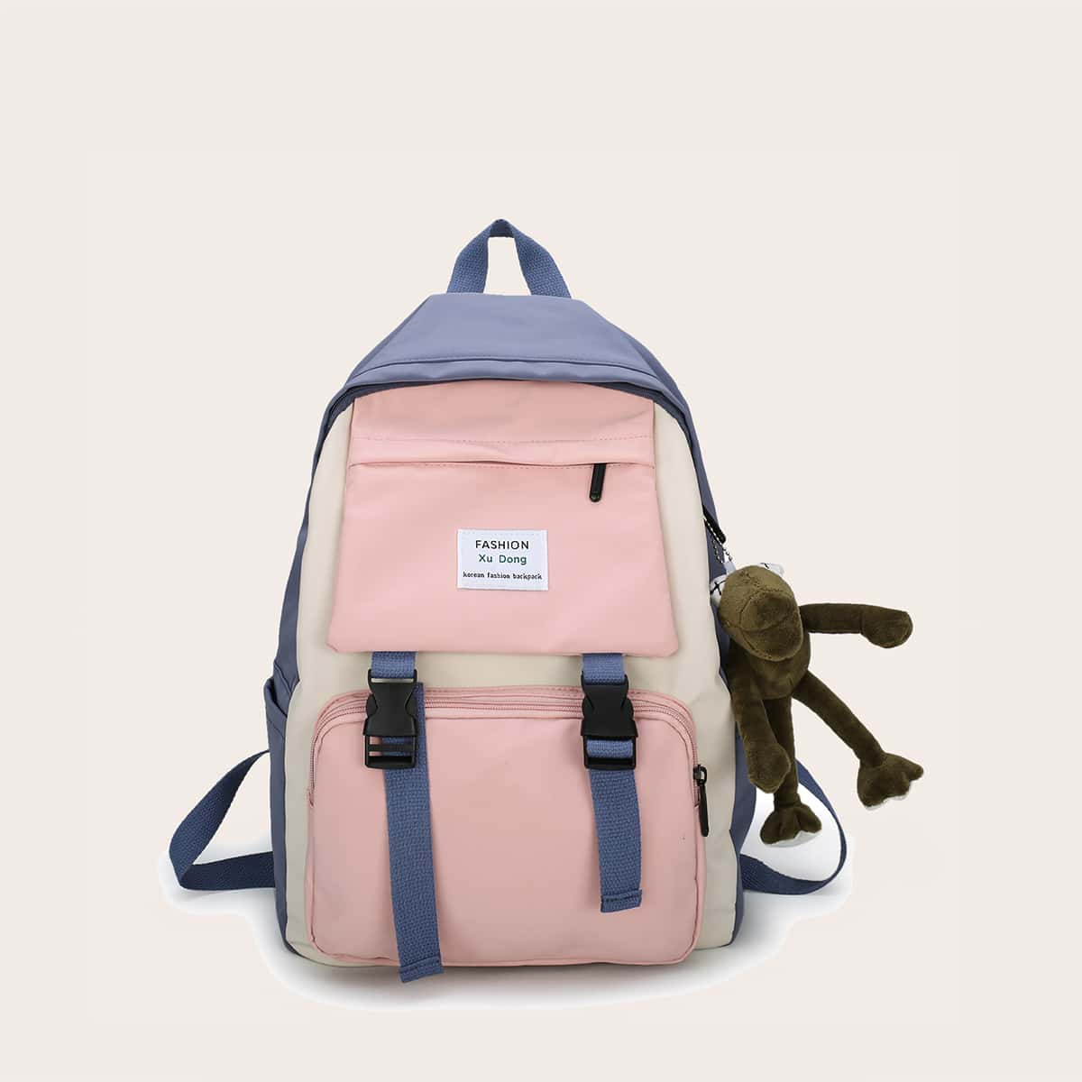 

Pocket Front Backpack With Bag Charm, Pink