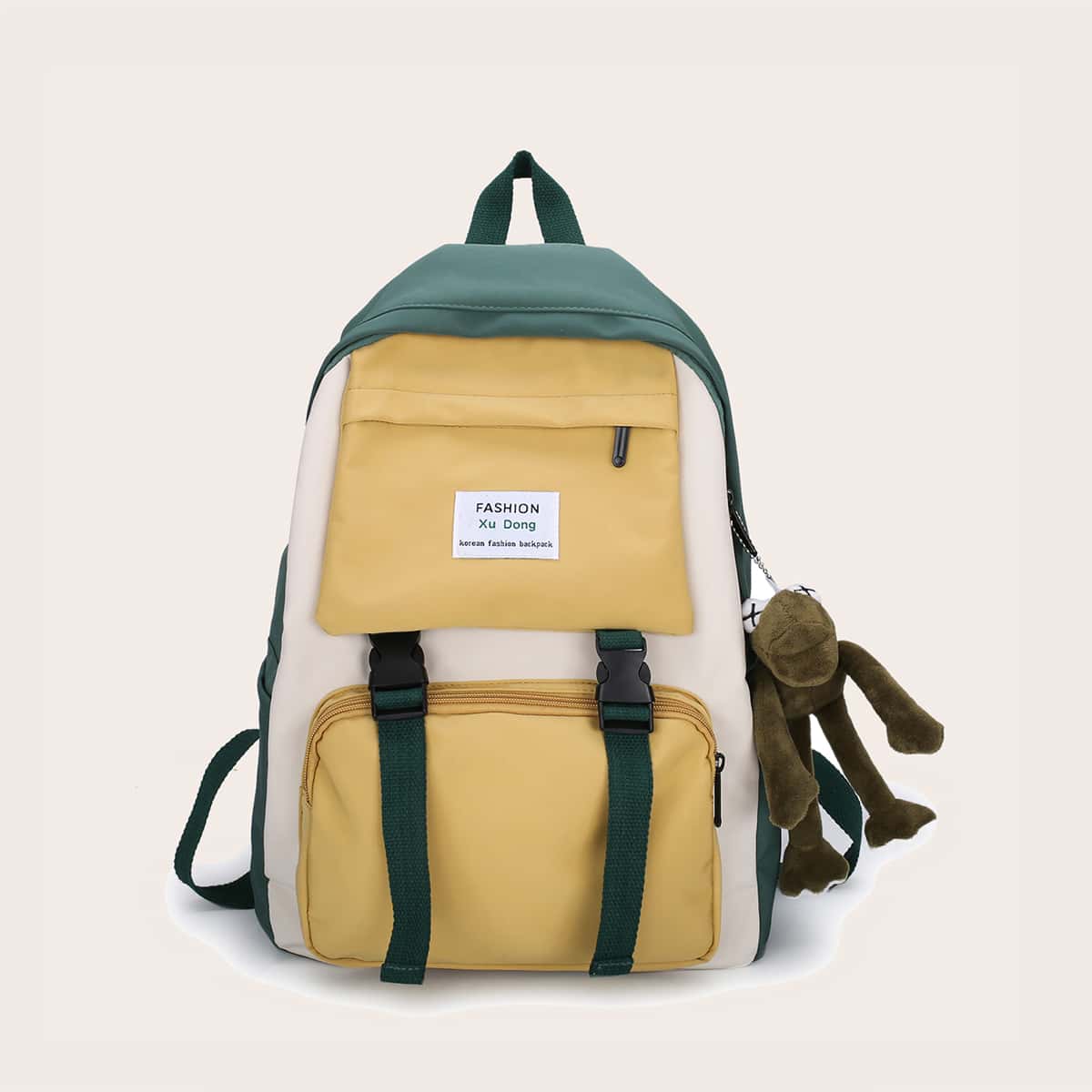

Pocket Front Backpack With Bag Charm, Yellow