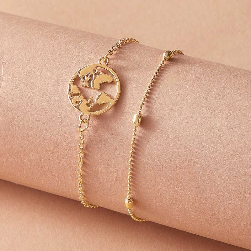 2pcs Hollow Out Anklet, Gold