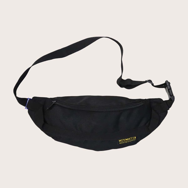 

Men Letter Graphic Fanny Pack, Чёрный
