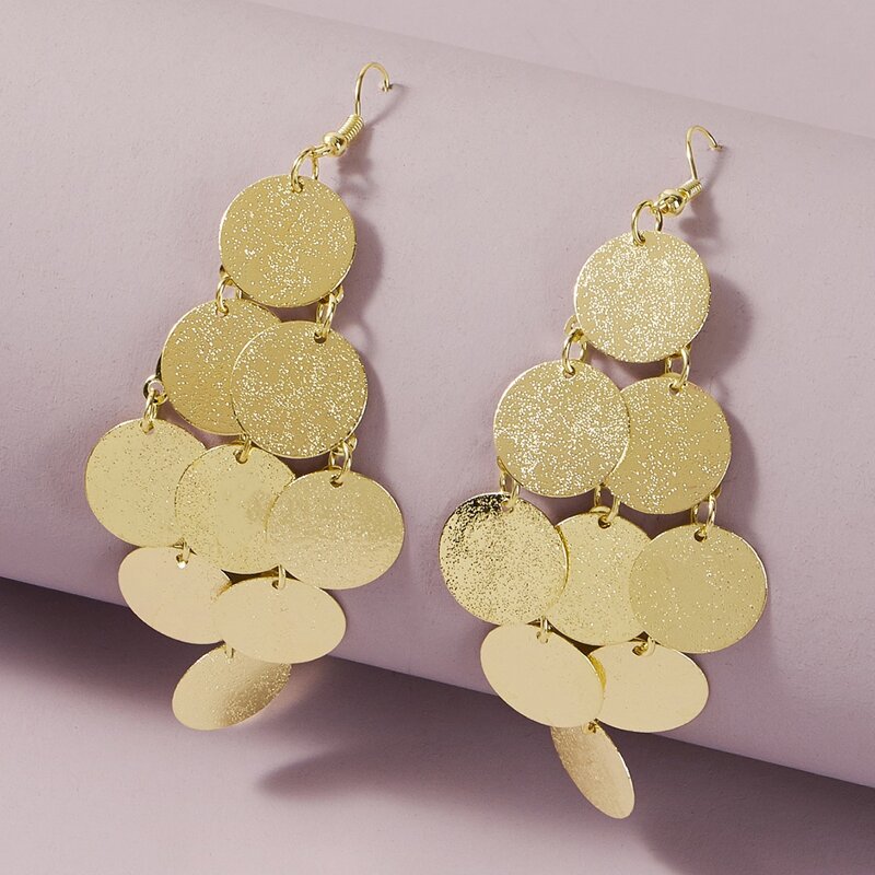 

Glitter Round Drop Earrings, Gold