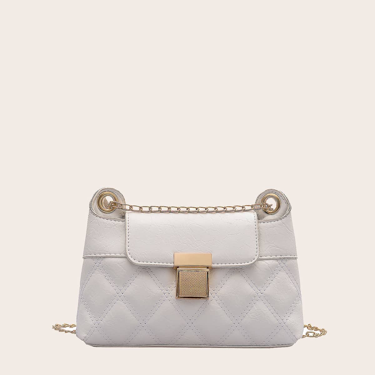 

Stitch Detail Chain Crossbody Bag, White