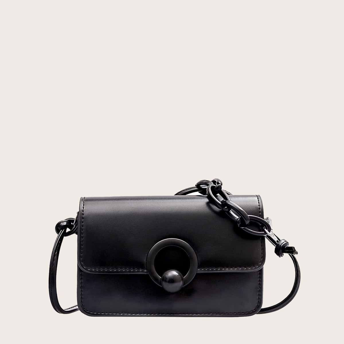 

Minimalist Flap Crossbody Bag, Black