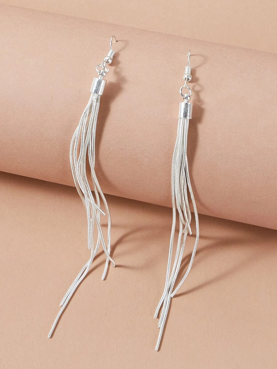 流蘇耳墜 - 銀色 - 查看 1
