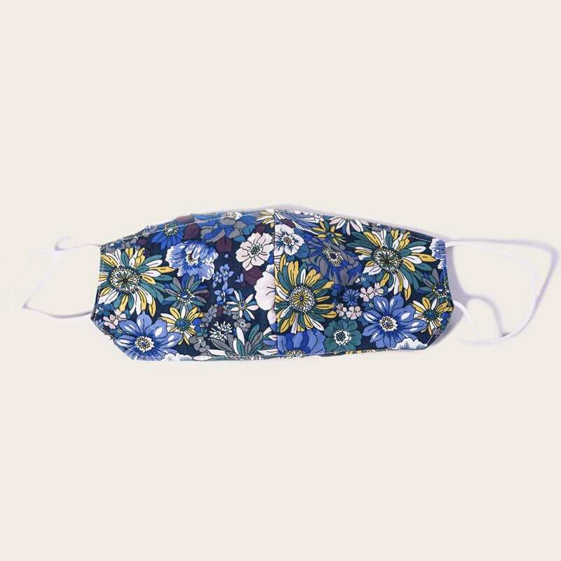 

Guys Floral Pattern Face Mask, Blue