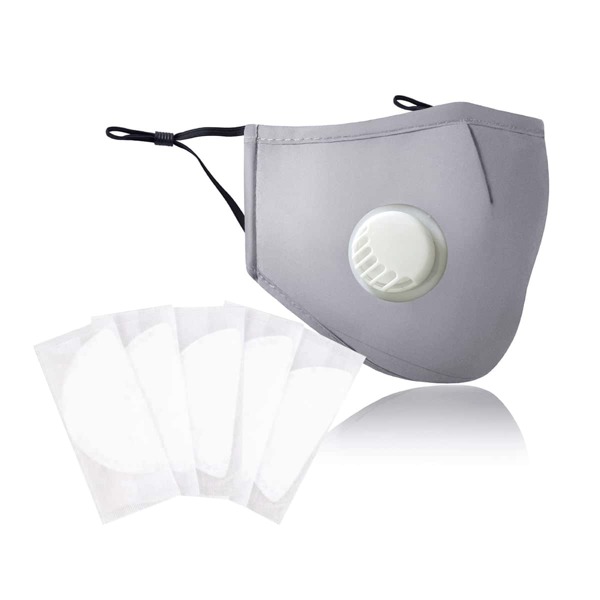 

Men Valve Face Mask With 5pcs Filter, Grey