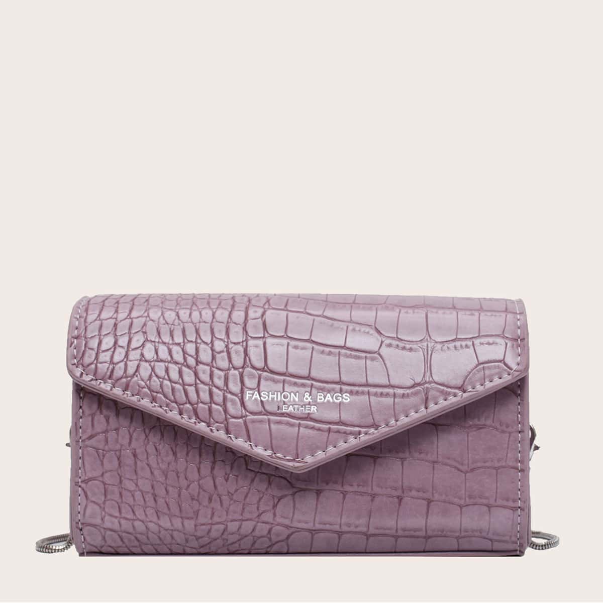 

Croc Embossed Flap Crossbody Bag, Purple