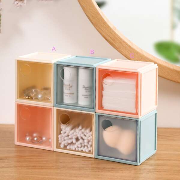

1pc Square Makeup Tool Storage Box, Multicolor