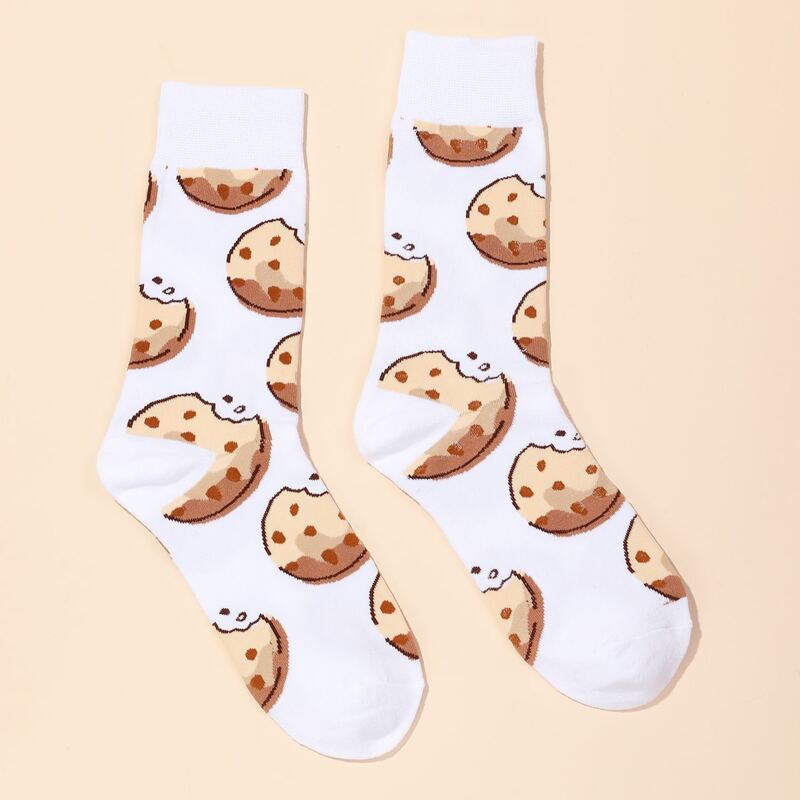 

Guys Cookie Pattern Socks, White