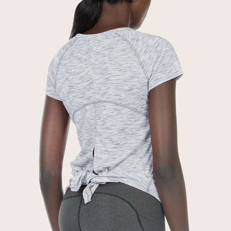 

Icyzone Raglan Sleeve Tie Back Sports Tee, Grey
