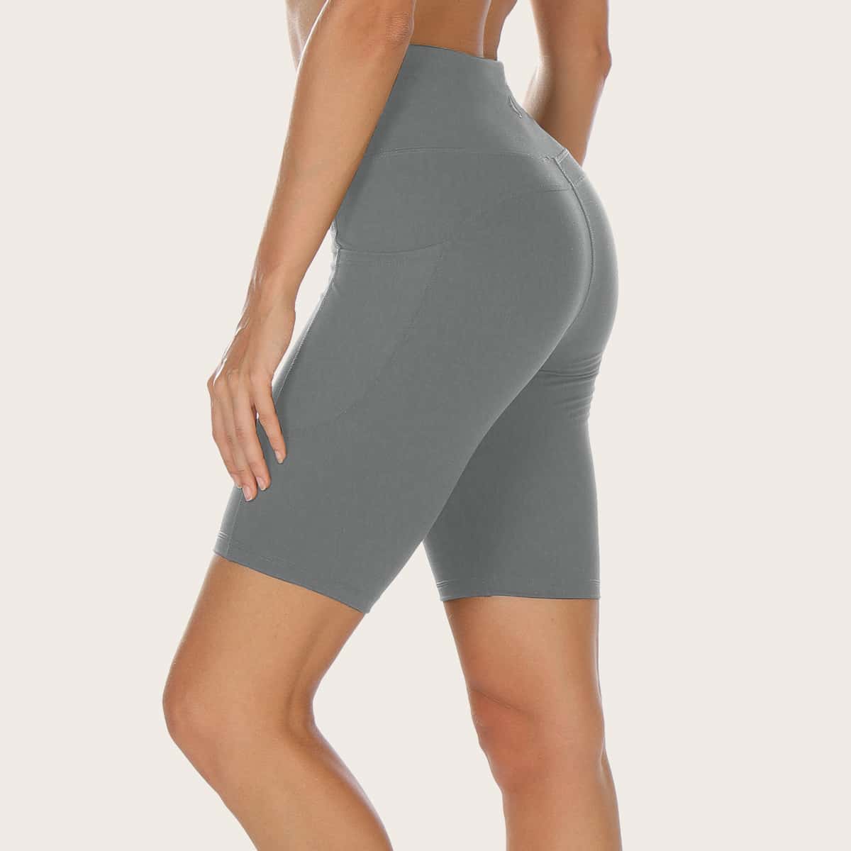 

Icyzone Wide Waistband Sports Biker Shorts, Grey