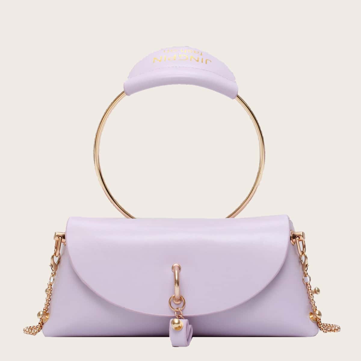 

Ring Handle Flap Satchel Bag, Purple
