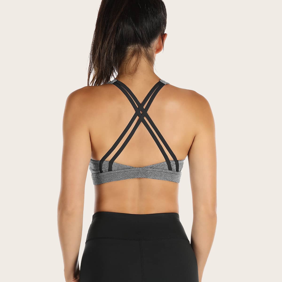 

Criss Cross Back Sports Bra, Grey
