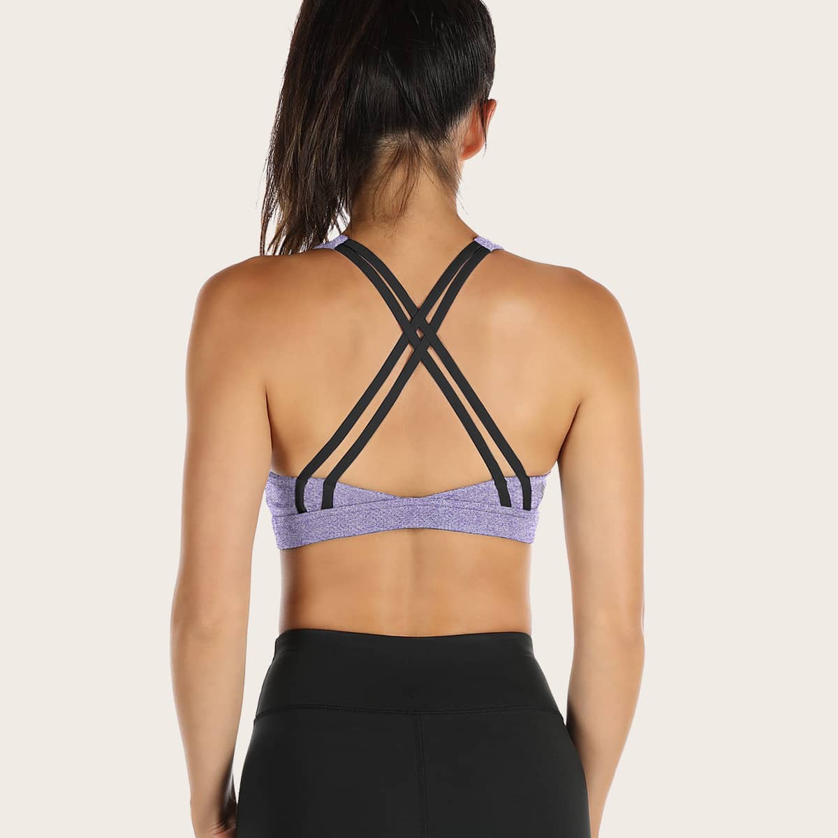 

Criss Cross Back Sports Bra, Purple