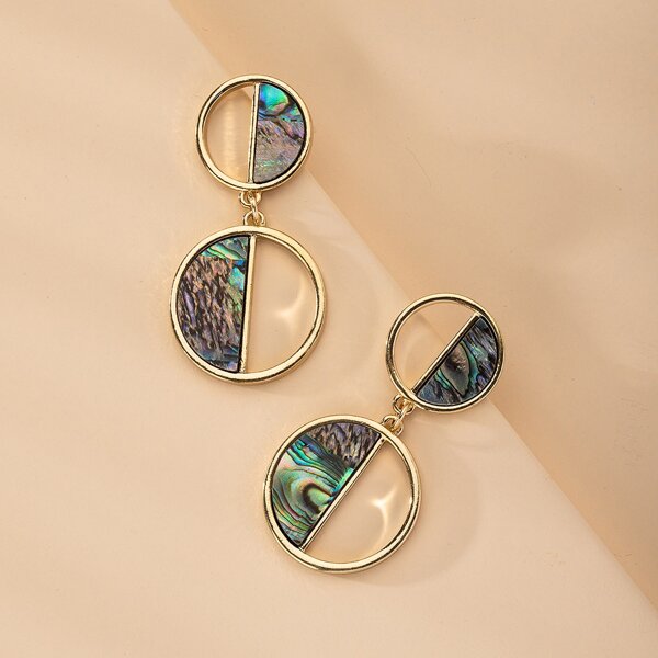 

Hollow Out Round Shaped Drop Earrings, Multicolor