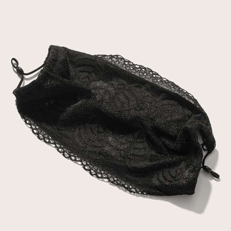

Contrast Lace Face Mask, Black