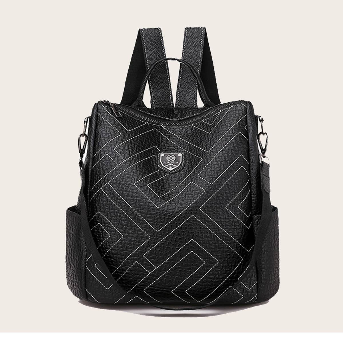 

Stitch Detail Backpack, Black