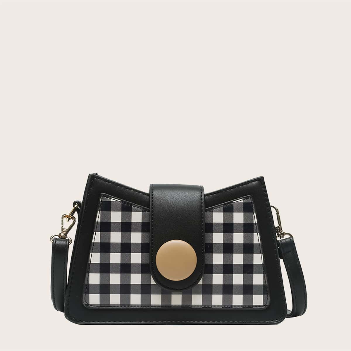 

Plaid Crossbody Bag, Black