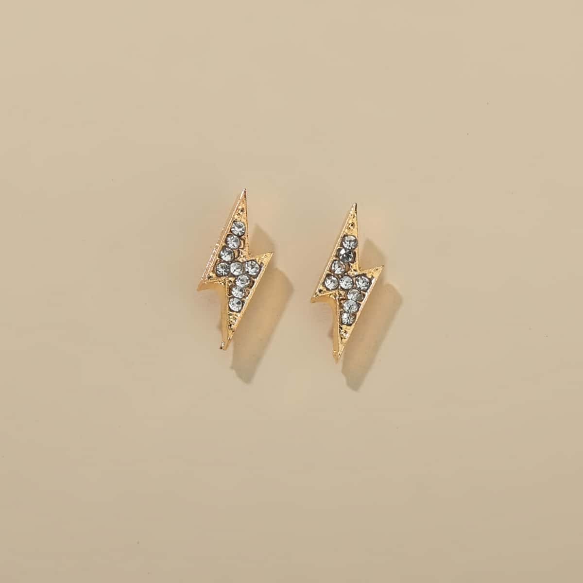 

Rhinestone Lightning Earrings, Gold