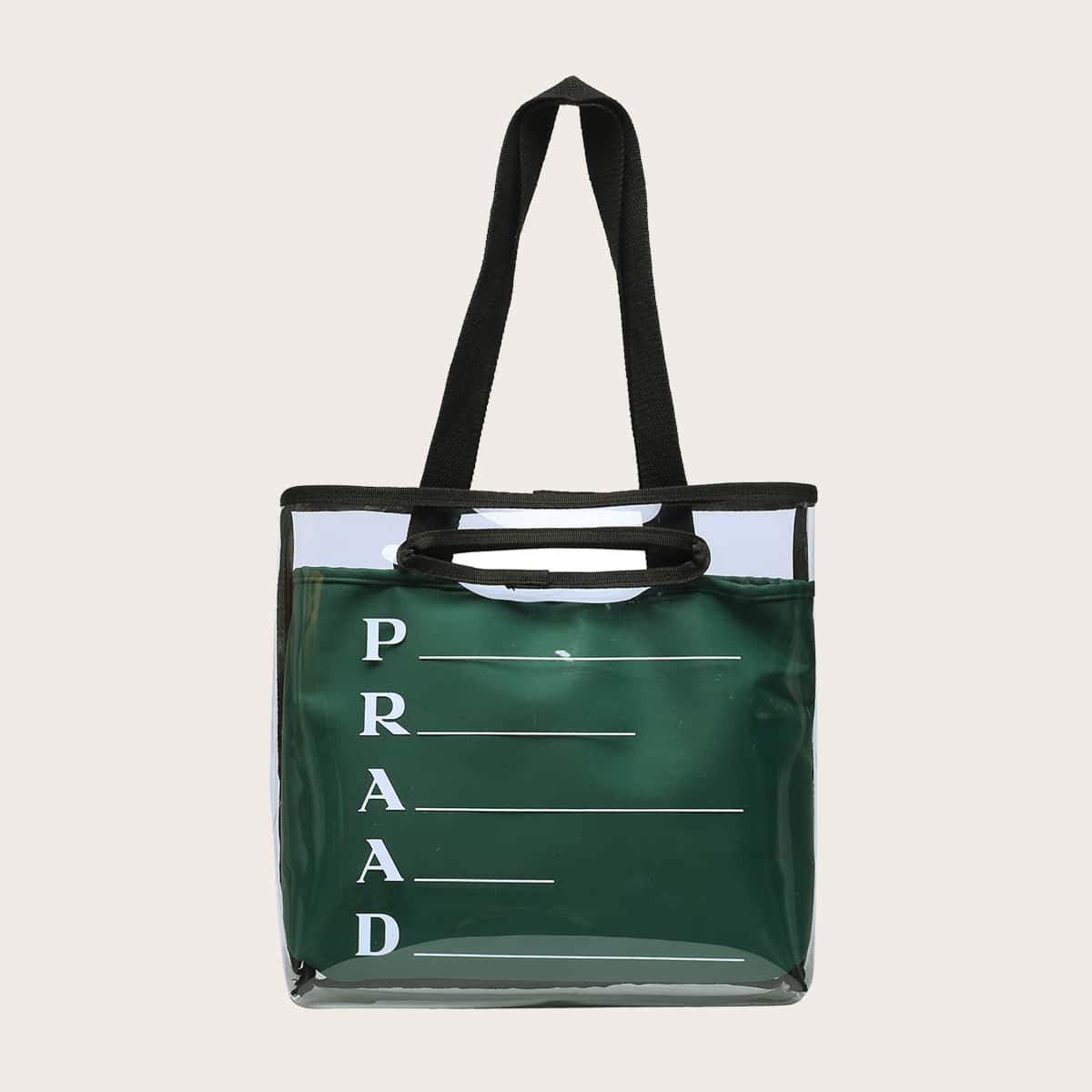 

2pcs Clear Satchel Bag With Crossbody Bag, Green