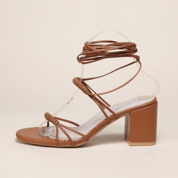 

Open Toe Tie Leg Chunky Heels