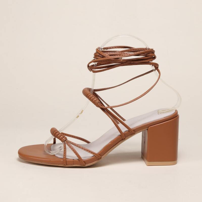 

Open Toe Tie Leg Chunky Heels
