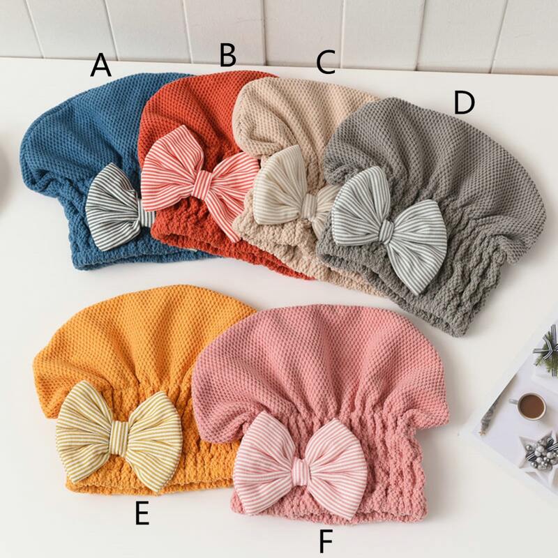 

1pc Bow Decor Dry Hair Cap, Multicolor