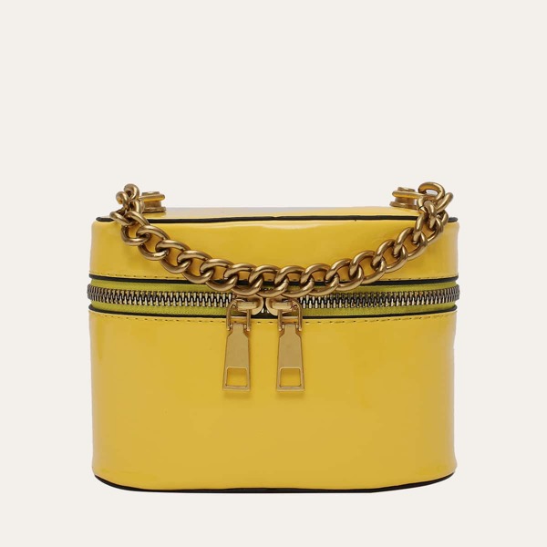 

Mini Chain Handle Satchel Bag, Yellow