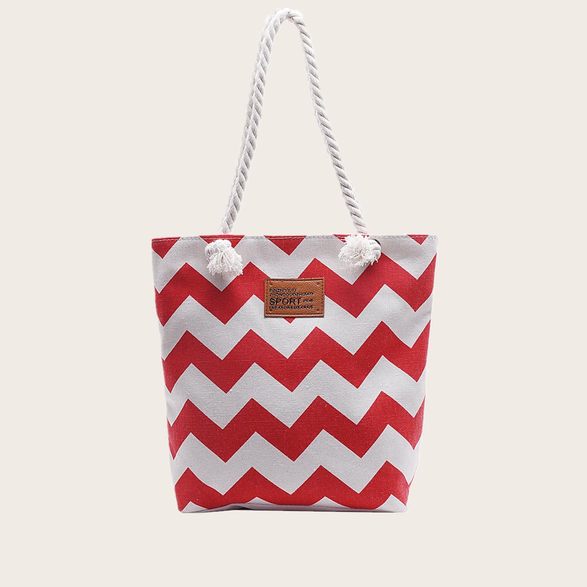 

Chevron Tote Bag, Red