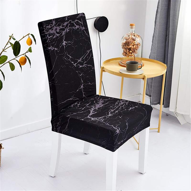 

Marble Pattern Stretchy Chair Cover, Black