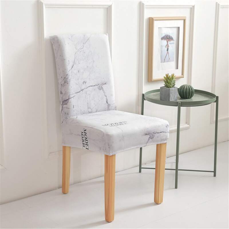 

Marble Pattern Stretchy Chair Cover, White