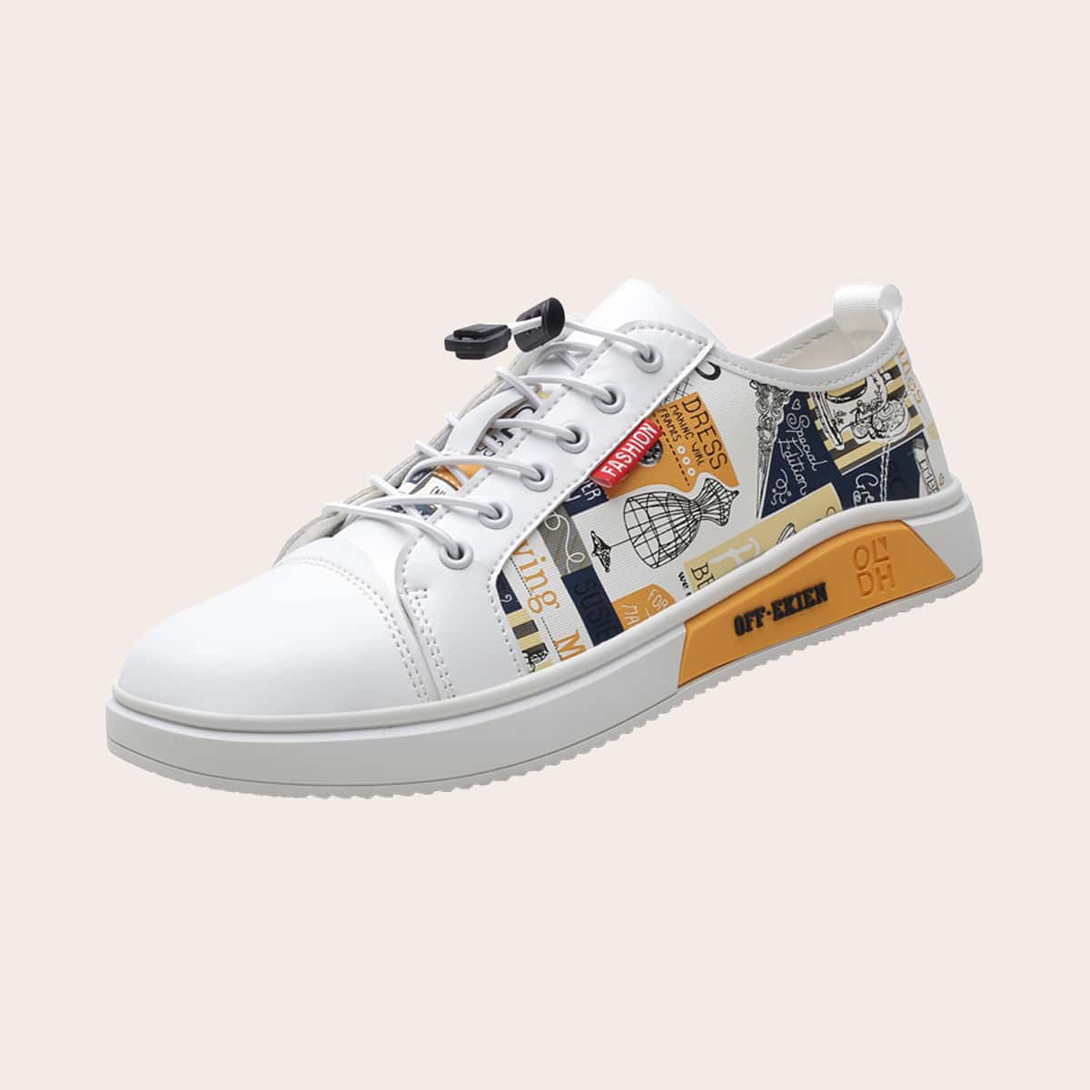 

Guys Lace-up Front Letter Graphic Sneakers, White