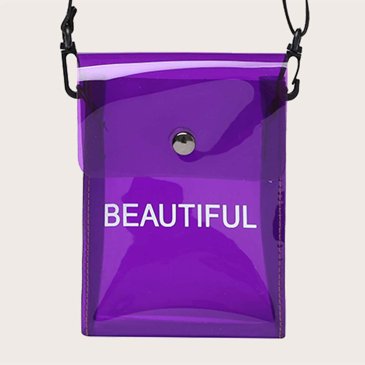

Clear Letter Graphic Crossbody Bag, Purple
