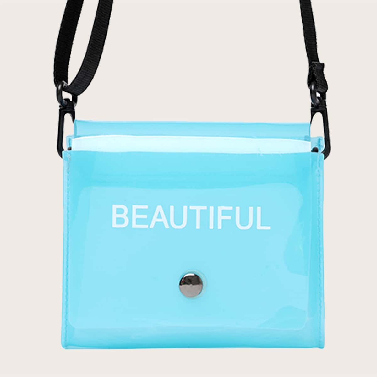 

Clear Letter Graphic Crossbody Bag, Blue