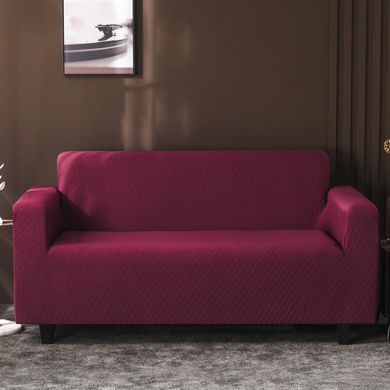 

Solid Stretchy Sofa Cover Without Cushion Cover, Burgundy