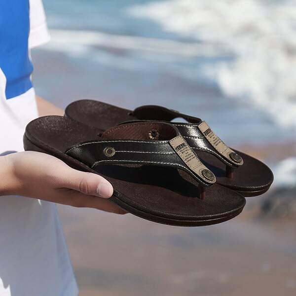 

Men Letter Graphic Flip Flops, Black