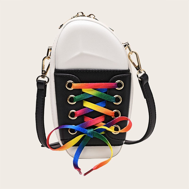 

Shoe Shaped Crossbody Bag, Black and white