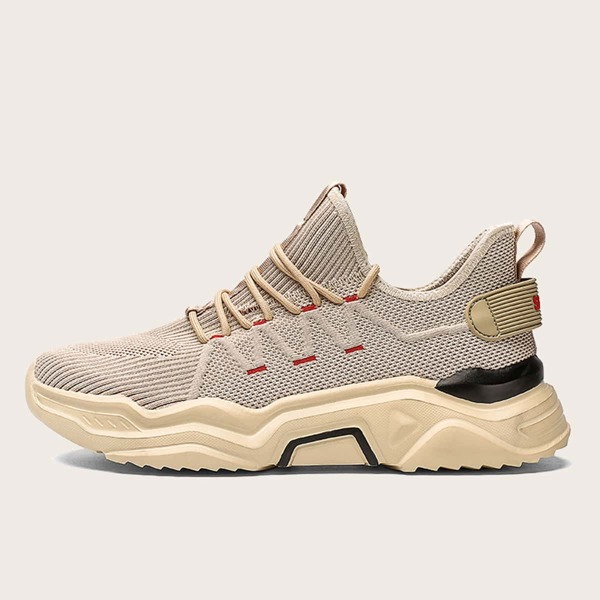

Men Lace-up Front Knit Sneakers, Khaki