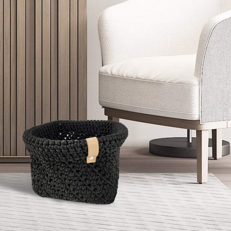 

1pc Crochet Storage Basket, Black