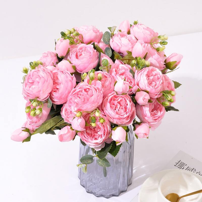 

1branch Artificial Rose With 5pcs Head, Pink