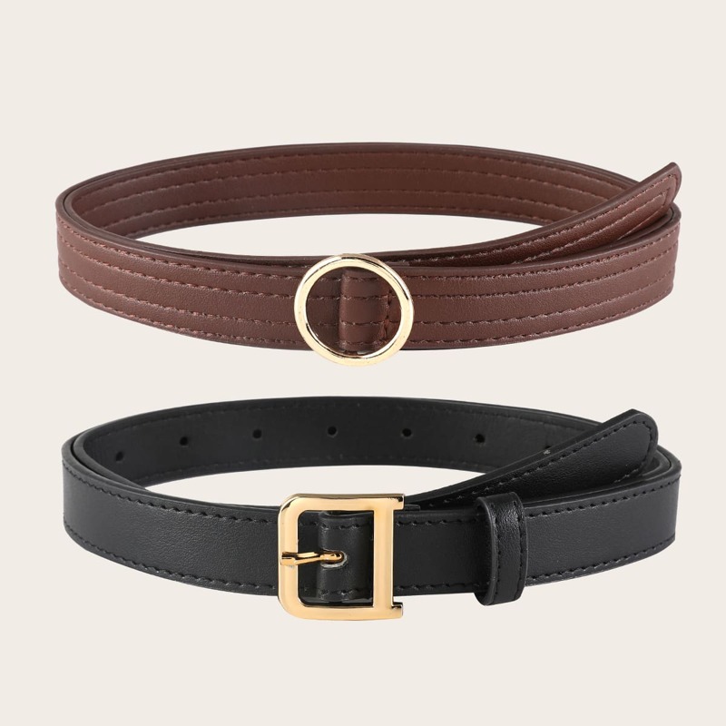 

2pcs Geo Buckle Belt, Multicolor