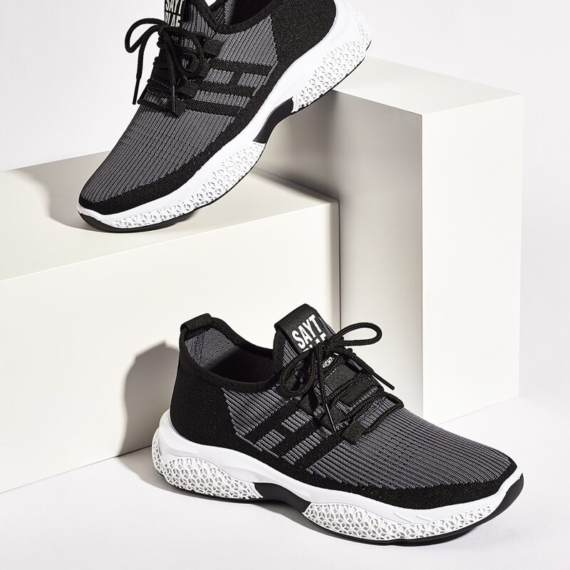 Guys Lace-up Front Colorblock Sneakers, Grey