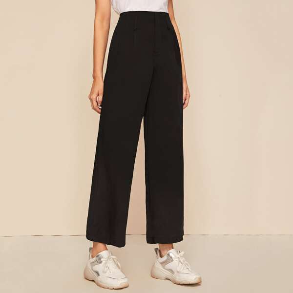

Pocket Side Wide Leg Pants, Black