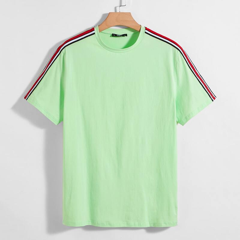 

Guys Striped Tape Side Tee, Green